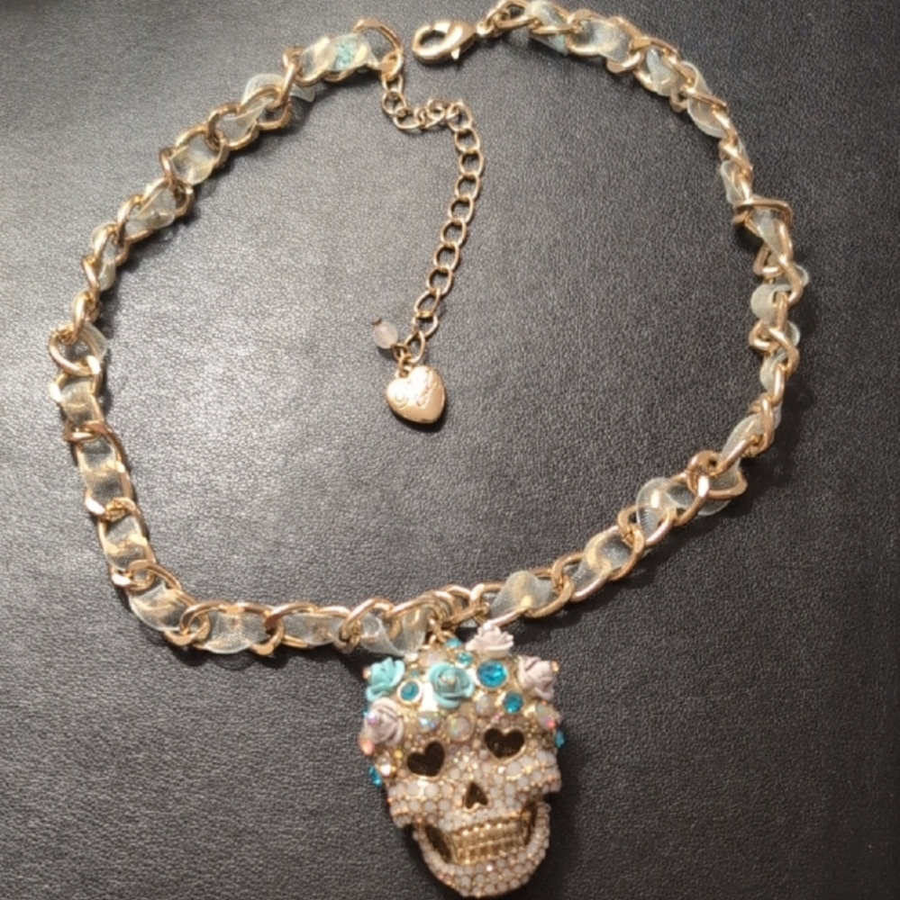 Betsey Johnson Spooky Sweetie Candy Skull Necklace - Picture 5 of 5